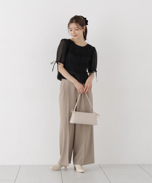PROPORTION BODY DRESSING(プロポーションボディドレッシング)の「<a>シャーリングフリルパフブラウス / 1216210811(シャツ/ブラウス・レディース・ホワイト/ホワイト系その他/ブラック・FREE)」の6枚目の写真