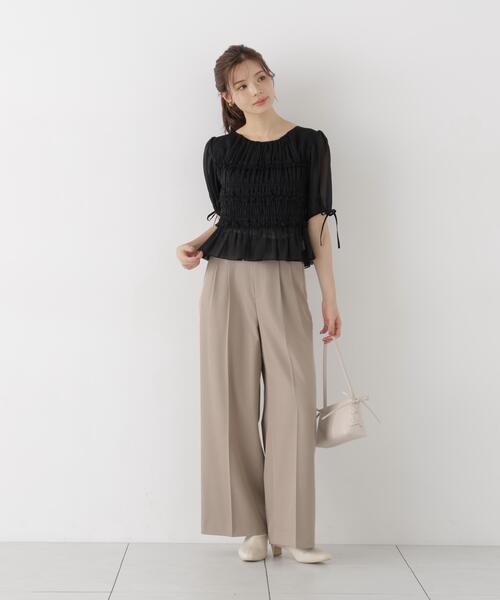 PROPORTION BODY DRESSING(プロポーションボディドレッシング)の「<a>シャーリングフリルパフブラウス / 1216210811(シャツ/ブラウス・レディース・ホワイト/ホワイト系その他/ブラック・FREE)」の7枚目の写真