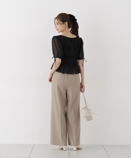 PROPORTION BODY DRESSING(プロポーションボディドレッシング)の「<a>シャーリングフリルパフブラウス / 1216210811(シャツ/ブラウス・レディース・ホワイト/ホワイト系その他/ブラック・FREE)」の8枚目の写真