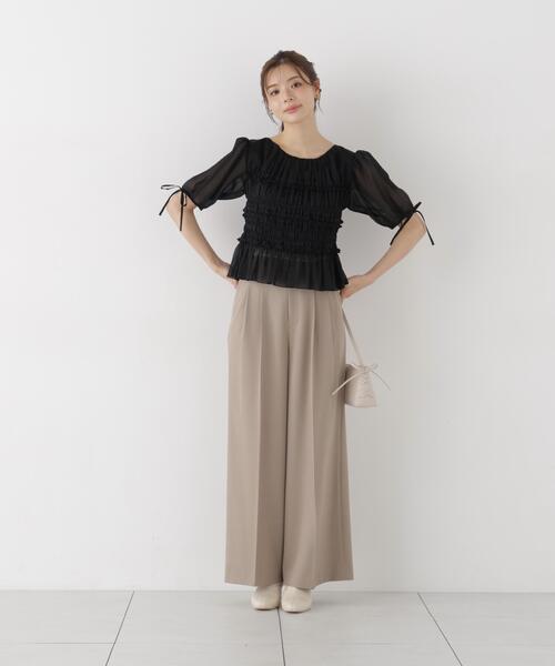 PROPORTION BODY DRESSING(プロポーションボディドレッシング)の「<a>シャーリングフリルパフブラウス / 1216210811(シャツ/ブラウス・レディース・ホワイト/ホワイト系その他/ブラック・FREE)」の9枚目の写真