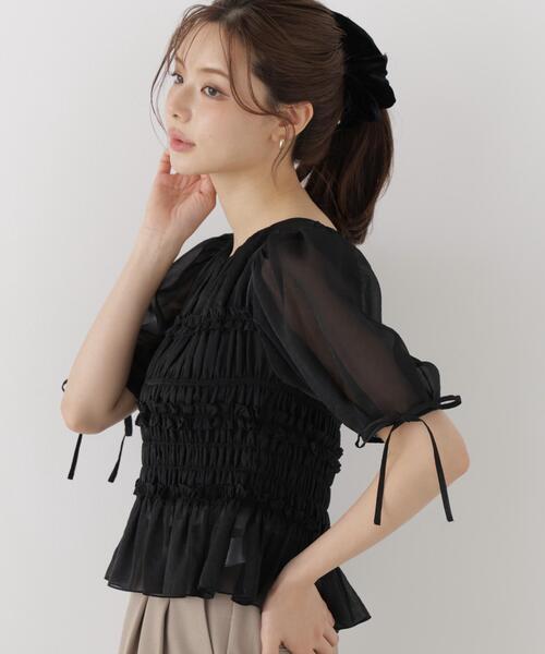 PROPORTION BODY DRESSING(プロポーションボディドレッシング)の「<a>シャーリングフリルパフブラウス / 1216210811(シャツ/ブラウス・レディース・ホワイト/ホワイト系その他/ブラック・FREE)」の10枚目の写真
