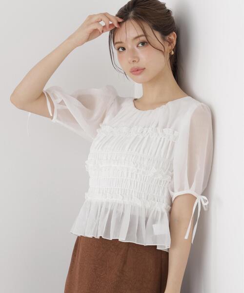 PROPORTION BODY DRESSING(プロポーションボディドレッシング)の「<a>シャーリングフリルパフブラウス / 1216210811(シャツ/ブラウス・レディース・ホワイト/ホワイト系その他/ブラック・FREE)」の15枚目の写真