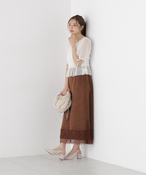 PROPORTION BODY DRESSING（プロポーションボディドレッシング）の「＜ａ＞シャーリングフリルパフブラウス / 1216210811（シャツ/ブラウス・レディース・ホワイト/ホワイト系その他/ブラック・FREE）」の4枚目の写真