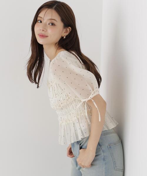 PROPORTION BODY DRESSING（プロポーションボディドレッシング）の「＜ａ＞シャーリングフリルパフブラウス / 1216210811（シャツ/ブラウス・レディース・ホワイト/ホワイト系その他/ブラック・FREE）」の9枚目の写真