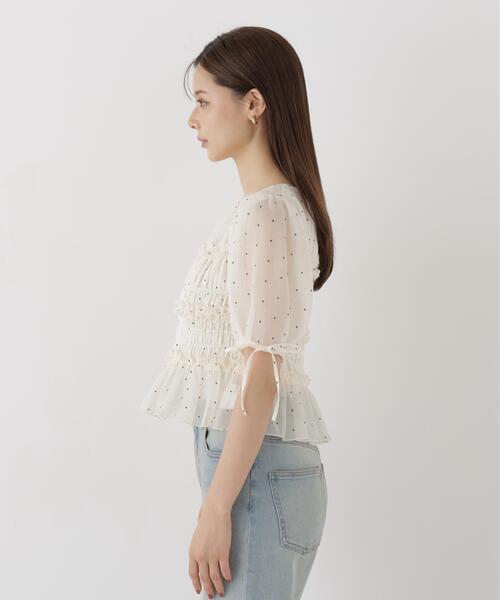 PROPORTION BODY DRESSING（プロポーションボディドレッシング）の「＜ａ＞シャーリングフリルパフブラウス / 1216210811（シャツ/ブラウス・レディース・ホワイト/ホワイト系その他/ブラック・FREE）」の15枚目の写真
