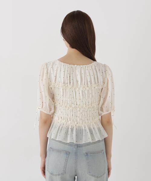 PROPORTION BODY DRESSING（プロポーションボディドレッシング）の「＜ａ＞シャーリングフリルパフブラウス / 1216210811（シャツ/ブラウス・レディース・ホワイト/ホワイト系その他/ブラック・FREE）」の16枚目の写真