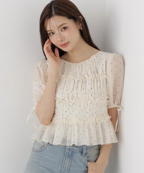 PROPORTION BODY DRESSING（プロポーションボディドレッシング）の「＜ａ＞シャーリングフリルパフブラウス / 1216210811（シャツ/ブラウス・レディース・ホワイト/ホワイト系その他/ブラック・FREE）」の21枚目の写真