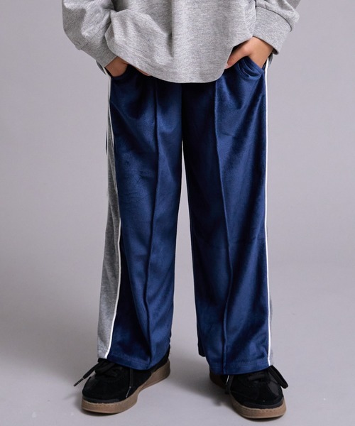 PAIRMANON STREET(ペアマノンストリート)の「【90-160cm】ベロア 配色デザイン ワイドストレートパンツ【PAIRMANON STREET】(その他パンツ・キッズ・ブラウン/グレー/パープル/ネイビー・130/140/110/120/150/160/100/90)」の14枚目の写真