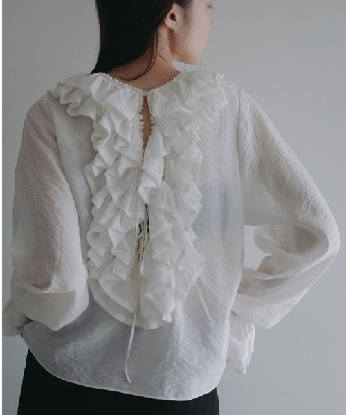 anuke（アンヌーク）の「2way Frill Blouse（シャツ/ブラウス・レディース・ホワイト/ブラック・FREE）」の7枚目の写真