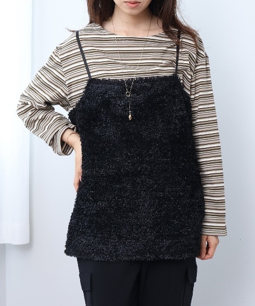 leswel(レスウェル)の「【M~5L】フェザーキャミブラウス(シャツ/ブラウス・レディース・ベージュ/ブラック・3L/LL/L/M/5L/4L)」の6枚目の写真