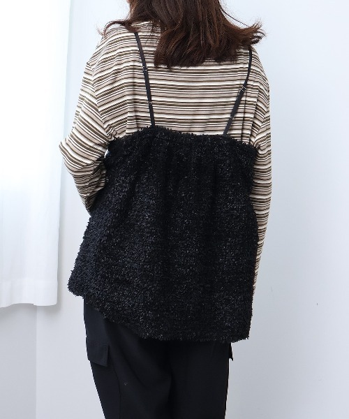 leswel(レスウェル)の「【M~5L】フェザーキャミブラウス(シャツ/ブラウス・レディース・ベージュ/ブラック・3L/LL/L/M/5L/4L)」の7枚目の写真