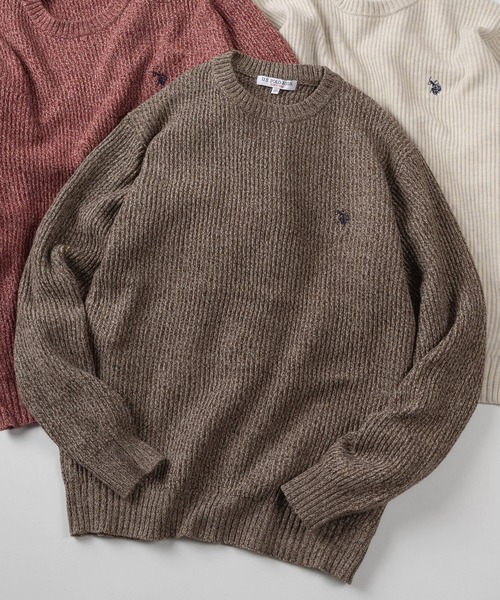 U.S. POLO ASSN.(ユーエスポロアッスン)の「【80】【U.S. POLO ASSN./ユーエスポロアッスン】メランジ クルーネックニット/ミックスニット/ローゲージ/畦編み/ざっくり/ユニセックス/レディース/メンズ(ニット/セーター・メンズ・ネイビー/アイボリー/ブルー/ブラウン/ワイン/ブラック・M/L)」の3枚目の写真