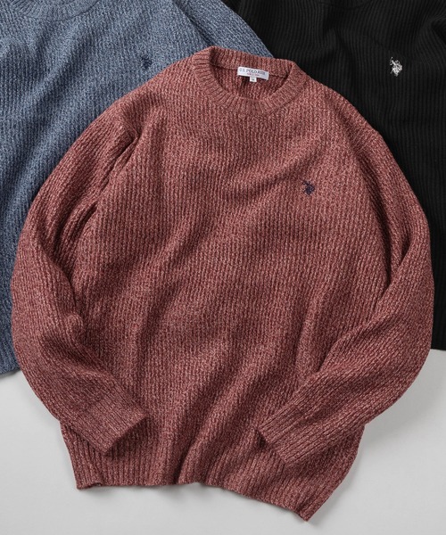 U.S. POLO ASSN.(ユーエスポロアッスン)の「【80】【U.S. POLO ASSN./ユーエスポロアッスン】メランジ クルーネックニット/ミックスニット/ローゲージ/畦編み/ざっくり/ユニセックス/レディース/メンズ(ニット/セーター・メンズ・ネイビー/アイボリー/ブルー/ブラウン/ワイン/ブラック・M/L)」の6枚目の写真