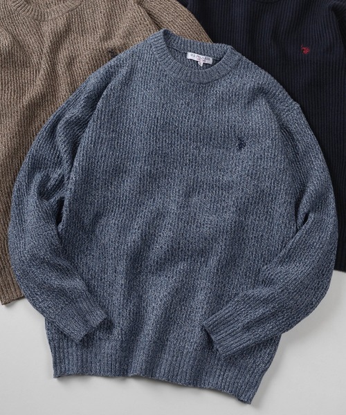 U.S. POLO ASSN.(ユーエスポロアッスン)の「【80】【U.S. POLO ASSN./ユーエスポロアッスン】メランジ クルーネックニット/ミックスニット/ローゲージ/畦編み/ざっくり/ユニセックス/レディース/メンズ(ニット/セーター・メンズ・ネイビー/アイボリー/ブルー/ブラウン/ワイン/ブラック・M/L)」の5枚目の写真