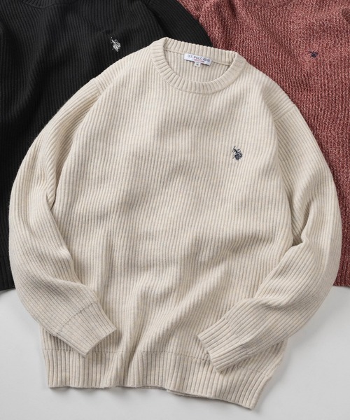 U.S. POLO ASSN.(ユーエスポロアッスン)の「【80】【U.S. POLO ASSN./ユーエスポロアッスン】メランジ クルーネックニット/ミックスニット/ローゲージ/畦編み/ざっくり/ユニセックス/レディース/メンズ(ニット/セーター・メンズ・ネイビー/アイボリー/ブルー/ブラウン/ワイン/ブラック・M/L)」の1枚目の写真