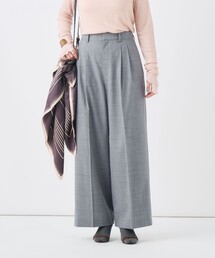【一部WEB限定サイズ】《抗ピル/防シワ》ウォッシャブルポリウール梳毛タックワイドパンツ