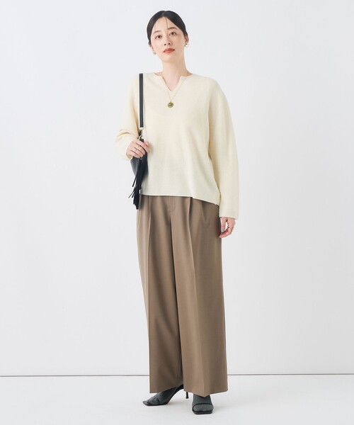 NOLLEY’S(ノーリーズ)の「【一部WEB限定サイズ】《抗ピル/防シワ》ウォッシャブルポリウール梳毛タックワイドパンツ(その他パンツ・レディース・カーキ/グレー/ブラック・36/38)」の10枚目の写真