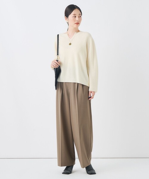NOLLEY’S(ノーリーズ)の「【一部WEB限定サイズ】《抗ピル/防シワ》ウォッシャブルポリウール梳毛タックワイドパンツ(その他パンツ・レディース・カーキ/グレー/ブラック・36/38)」の11枚目の写真