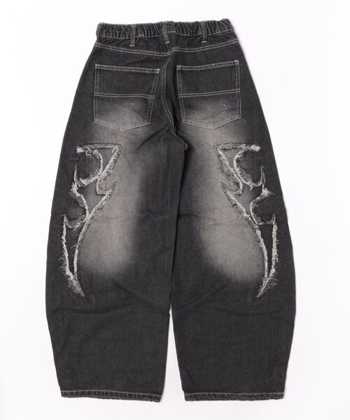 MARUKAWA（マルカワ）の「2026AW VINTAGE WASHED WIDEBAGGY CURVED DENIM フリンジダメージ ワイドバギー カーブデニムパンツ（デニムパンツ・メンズ・ブラック系その他/ブラック系その他2/ブルー系その他/ブラック系その他4/ブルー系その他2/ブラック系その他3・M/L）」の13枚目の写真