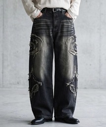 2026AW VINTAGE WASHED WIDEBAGGY CURVED DENIM フリンジダメージ ワイドバギー カーブデニムパンツ