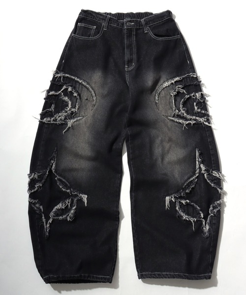 MARUKAWA（マルカワ）の「2026AW VINTAGE WASHED WIDEBAGGY CURVED DENIM フリンジダメージ ワイドバギー カーブデニムパンツ（デニムパンツ・メンズ・ブラック系その他/ブラック系その他2/ブルー系その他/ブラック系その他4/ブルー系その他2/ブラック系その他3・M/L）」の17枚目の写真