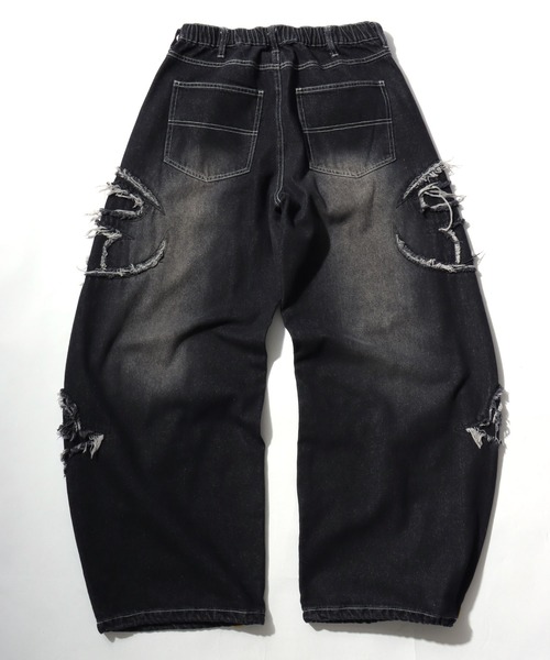 MARUKAWA（マルカワ）の「2026AW VINTAGE WASHED WIDEBAGGY CURVED DENIM フリンジダメージ ワイドバギー カーブデニムパンツ（デニムパンツ・メンズ・ブラック系その他/ブラック系その他2/ブルー系その他/ブラック系その他4/ブルー系その他2/ブラック系その他3・M/L）」の18枚目の写真