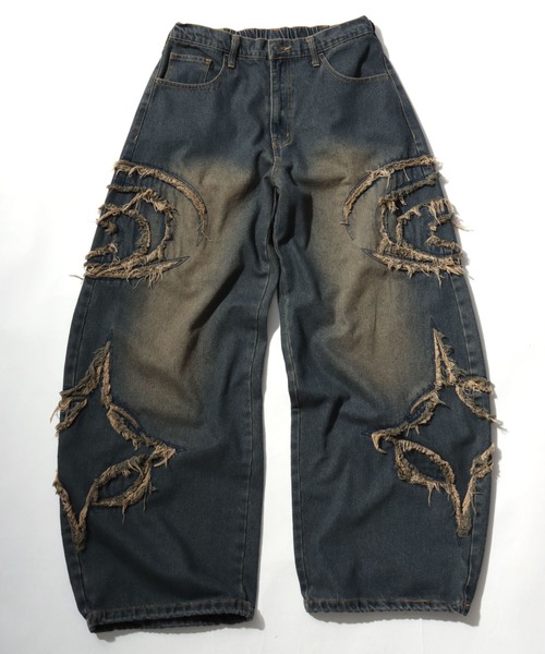 MARUKAWA（マルカワ）の「2026AW VINTAGE WASHED WIDEBAGGY CURVED DENIM フリンジダメージ ワイドバギー カーブデニムパンツ（デニムパンツ・メンズ・ブラック系その他/ブラック系その他2/ブルー系その他/ブラック系その他4/ブルー系その他2/ブラック系その他3・M/L）」の19枚目の写真