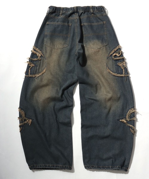 MARUKAWA（マルカワ）の「2026AW VINTAGE WASHED WIDEBAGGY CURVED DENIM フリンジダメージ ワイドバギー カーブデニムパンツ（デニムパンツ・メンズ・ブラック系その他/ブラック系その他2/ブルー系その他/ブラック系その他4/ブルー系その他2/ブラック系その他3・M/L）」の20枚目の写真