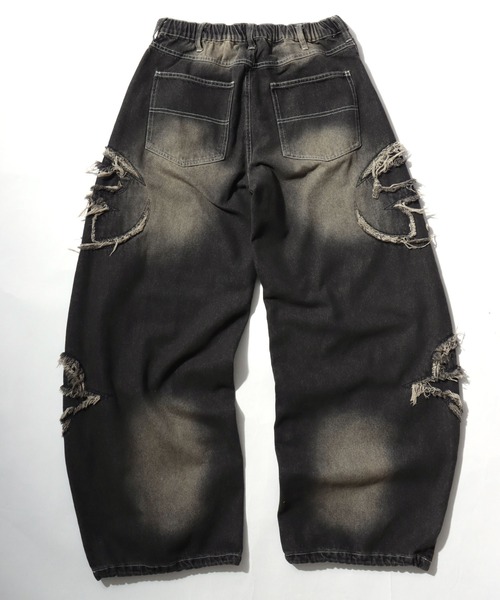 MARUKAWA（マルカワ）の「2026AW VINTAGE WASHED WIDEBAGGY CURVED DENIM フリンジダメージ ワイドバギー カーブデニムパンツ（デニムパンツ・メンズ・ブラック系その他/ブラック系その他2/ブルー系その他/ブラック系その他4/ブルー系その他2/ブラック系その他3・M/L）」の22枚目の写真