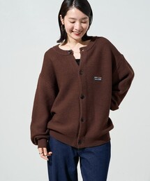 限定展開 リラックスフィット ワンポイントロゴ クルーネック カーディガン
