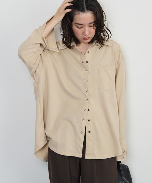 STELLA FISH(ステラフィッシュ)の「ライトスウェットオーバーシャツ(Tシャツ/カットソー・レディース・ベージュ/ブラック/オートミール・FREE)」の14枚目の写真