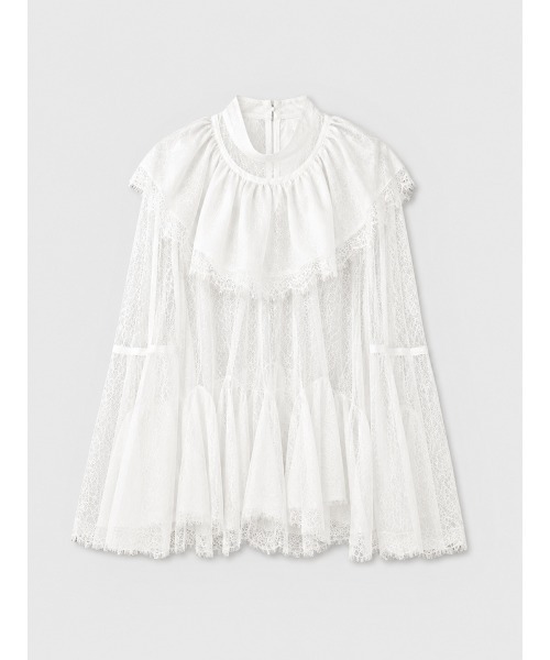 EIMY ISTOIRE(エイミーイストワール)の「BELL SLEEVE LACE BLOUSE(シャツ/ブラウス・レディース・ホワイト/ブラック・FREE)」の4枚目の写真