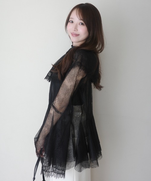 EIMY ISTOIRE(エイミーイストワール)の「BELL SLEEVE LACE BLOUSE(シャツ/ブラウス・レディース・ホワイト/ブラック・FREE)」の10枚目の写真