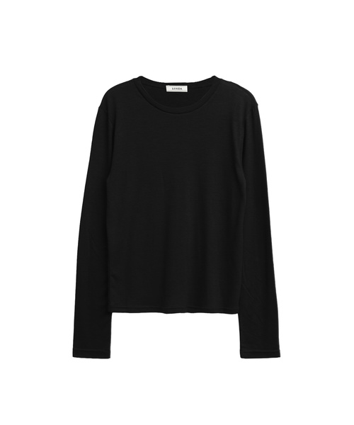 LUSIDA（ルシダ）の「MATI ベーシック ロングスリーブ ラウンドTシャツ（全5色）（Tシャツ/カットソー・レディース・ホワイト/ブラック/ベージュ/ブラウン/チャコール・FREE）」の3枚目の写真