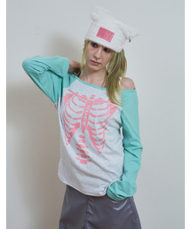 SETUP-EXE（セットアップイーエックスイー）の「SKELETON RAGLAN TOP / ミント（Tシャツ/カットソー）」