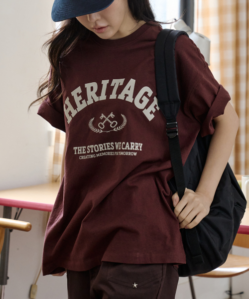 BUBBLPIECE(バブルピース)の「ヘリテージ ロゴ Tシャツ_ブラウン(Tシャツ/カットソー・レディース・その他・MEDIUM/LARGE)」の1枚目の写真