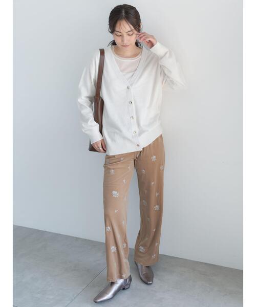Te chichi（テチチ）の「花柄刺繍ベロアイージーパンツ（その他パンツ・レディース・ブラック/ベージュ・F）」の7枚目の写真