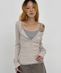 [MADE] ジェーンヘンリーネックリブ長袖Tシャツ