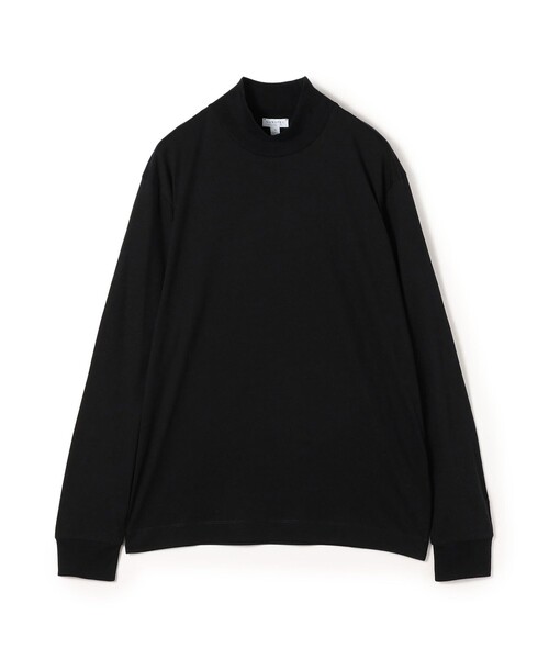 SUNSPEL ブラッシュドコットン ロングスリーブ モックネックTシャツ（T