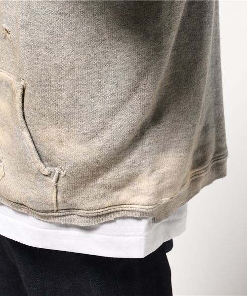 ROOPTOKYO（ループトウキョウ）の「JACKSON MATISSE/ジャクソンマティス ジップパーカー ダメージ加工 VERY DIRTY Parka（パーカー・メンズ・グレー/ネイビー・M/S）」の8枚目の写真