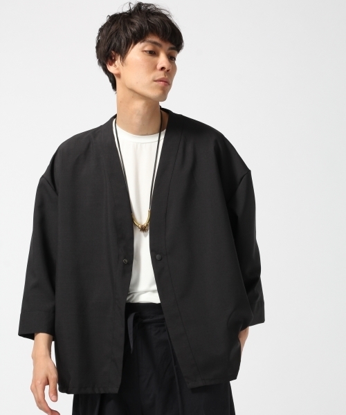 HARE（ハレ）の「フハク1ボタンシャツカーデ（HARE）（カーディガン/ボレロ・メンズ・ブラック/ネイビー/トップグレー・MEDIUM/SMALL）」の2枚目の写真