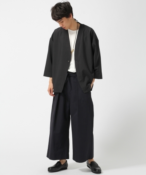 HARE（ハレ）の「フハク1ボタンシャツカーデ（HARE）（カーディガン/ボレロ・メンズ・ブラック/ネイビー/トップグレー・MEDIUM/SMALL）」の8枚目の写真