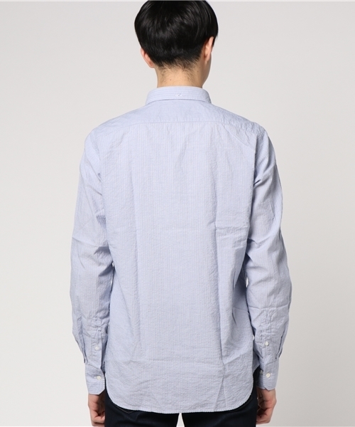 Hartford（ハートフォード）の「HARTFORD　ストライプボタンダウンシャツ（シャツ/ブラウス・メンズ・サックスブルー/ネイビー・MEDIUM/LARGE）」の4枚目の写真