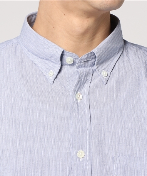 Hartford（ハートフォード）の「HARTFORD　ストライプボタンダウンシャツ（シャツ/ブラウス・メンズ・サックスブルー/ネイビー・MEDIUM/LARGE）」の5枚目の写真