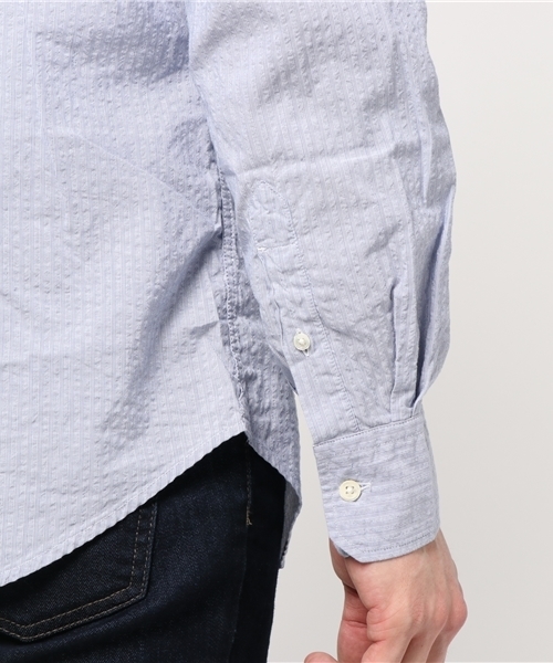 Hartford（ハートフォード）の「HARTFORD　ストライプボタンダウンシャツ（シャツ/ブラウス・メンズ・サックスブルー/ネイビー・MEDIUM/LARGE）」の6枚目の写真