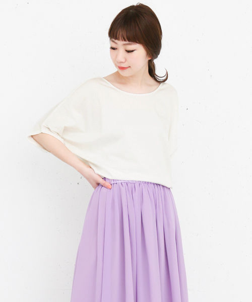 KBF+（ケービーエフプラス）の「KBF+ 2wayドルマンカットPO（Tシャツ/カットソー・レディース・オフホワイト/ブルー系その他/パープル系その他・ONE）」の2枚目の写真