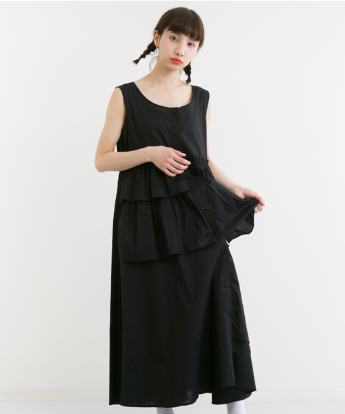 MERLOT（メルロー）の「ティアードアシメフリルワンピース1010（ワンピース・レディース・ブラック/カーキ/レッド・FREE）」の2枚目の写真