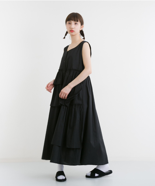 MERLOT（メルロー）の「ティアードアシメフリルワンピース1010（ワンピース・レディース・ブラック/カーキ/レッド・FREE）」の8枚目の写真