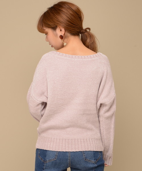 natural couture（ナチュラルクチュール）の「モールヤーンケーブルニット（ニット/セーター・レディース・オフホワイト/ピンク/ネイビー/イエロー・FREE）」の7枚目の写真