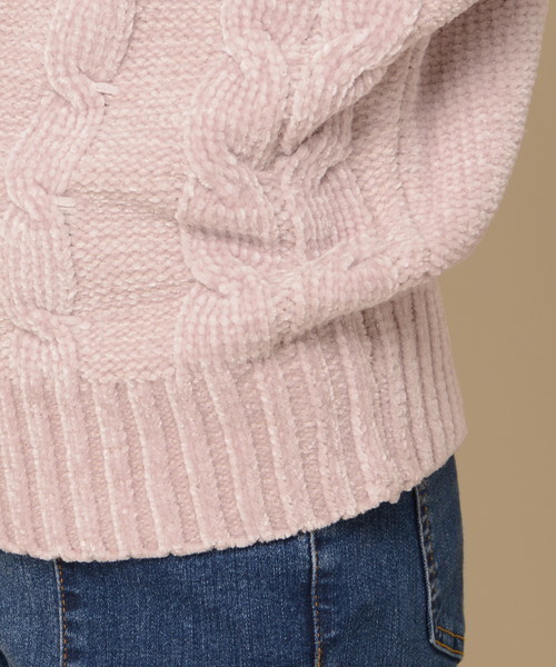 natural couture（ナチュラルクチュール）の「モールヤーンケーブルニット（ニット/セーター・レディース・オフホワイト/ピンク/ネイビー/イエロー・FREE）」の13枚目の写真